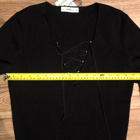 NEW!!! HP 🥳🥳Zara Black Low Cut Sweater with Ties - Picture 5 of 9